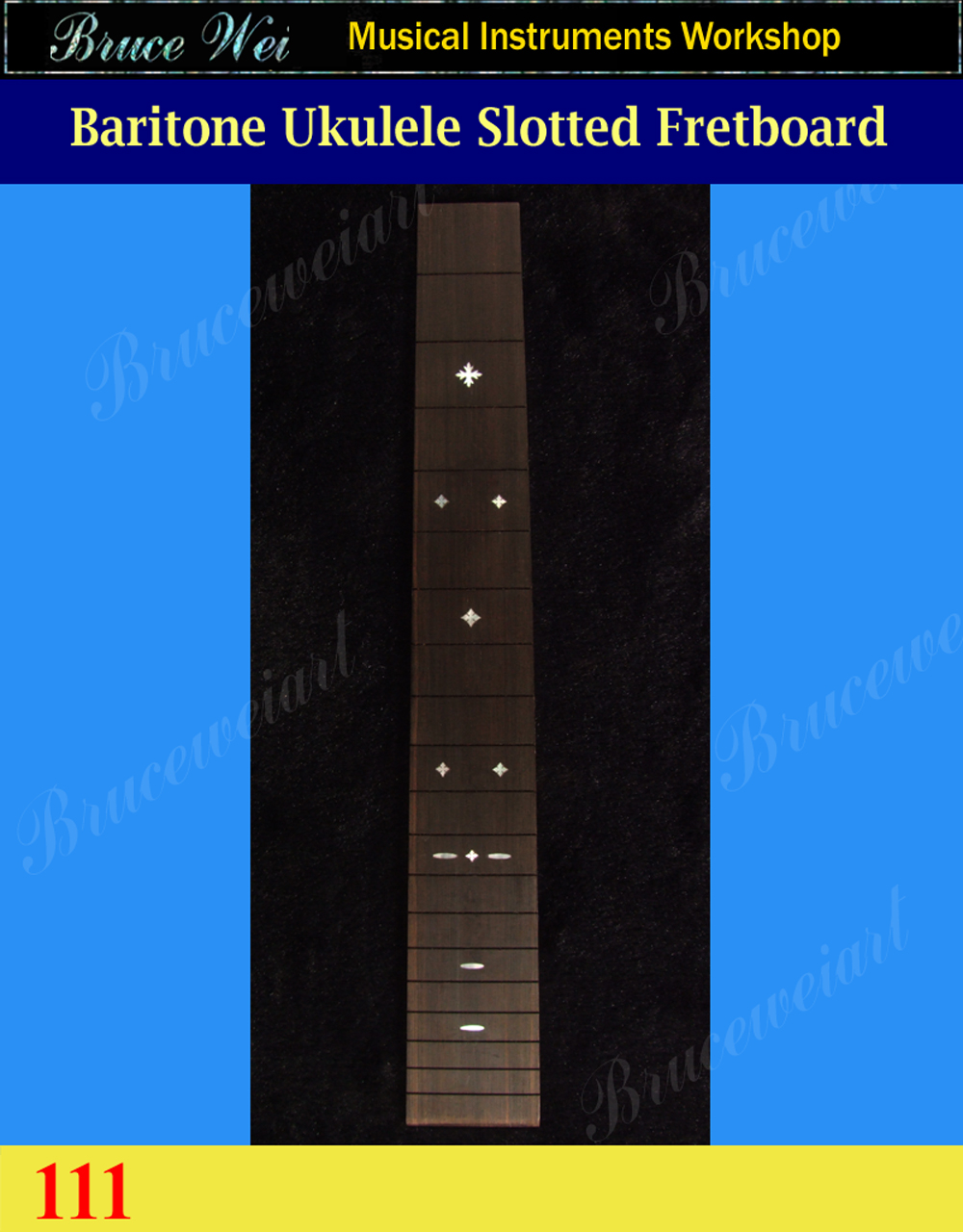 Bruce Wei, Baritone Ukulele Slotted Fretboard w/MOP Art Inlay (111)