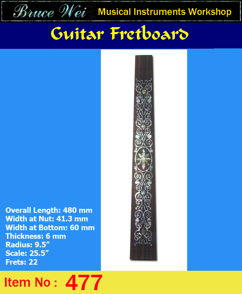 Bruce Wei, Guitar Part Slotted Rosewood Fretboard w/ MOP Inlay (477)