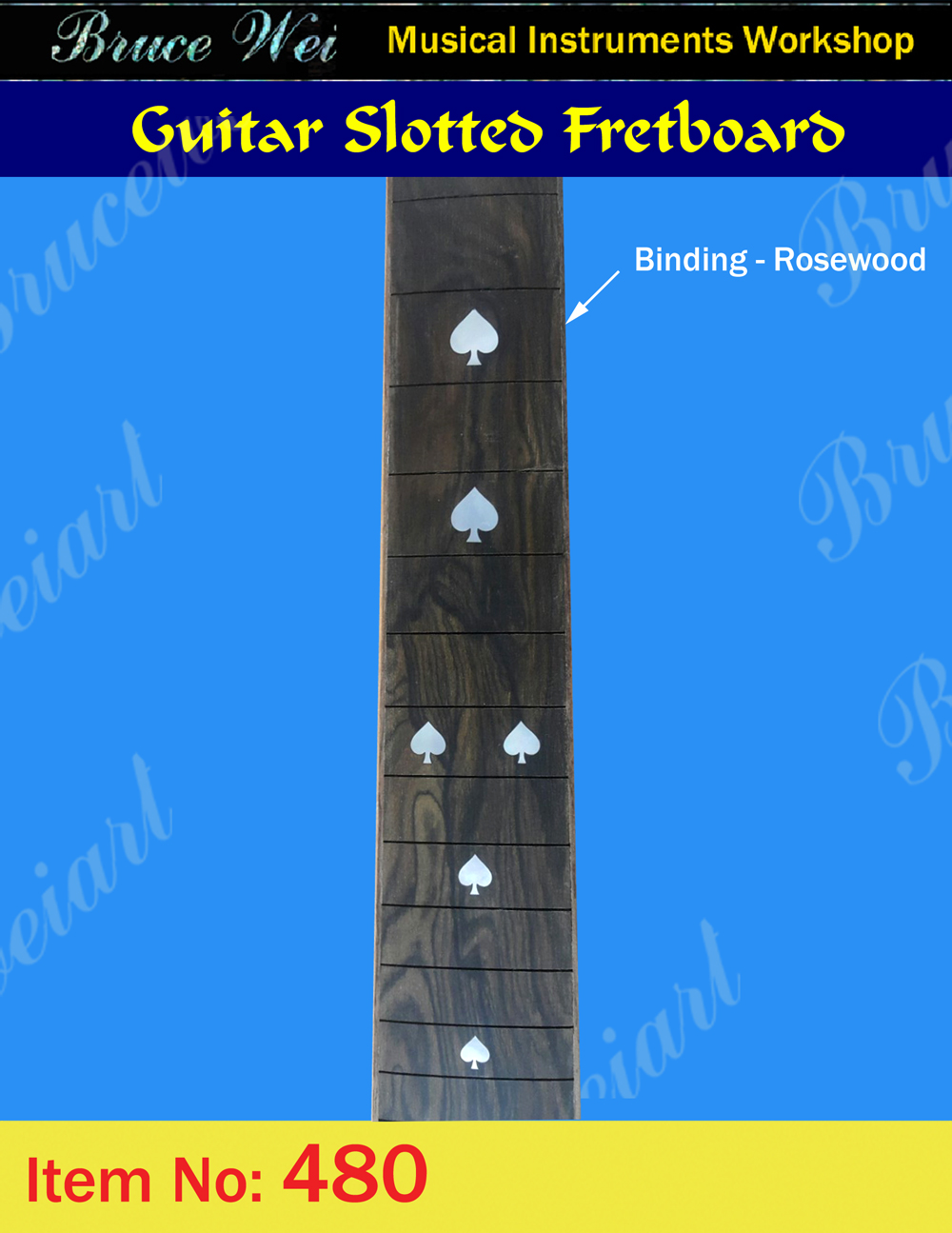 Bruce Wei, Guitar PartSlotted Rosewood Fretboard w/ MOP Inlay (480)