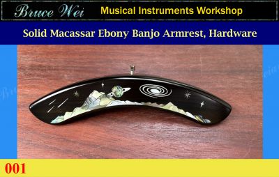 Handcrafted Macassar Ebony, zinc alloy Banjo Armrest, Mop & Abalone Planet Inlay, Bruce Wei (001)