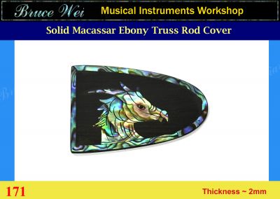 Free Shipping Guitar Macassar Ebony Truss Rod Cover Abalone Inlay, Bruce Wei ( 171 )