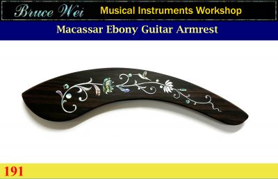 Guitar Handcrafted Macassar Ebony Armrest, Mop & Abalone Inlay, fit Taylor 814, Bruce Wei (191) 