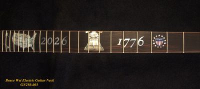 250th Anniversary of the United States, Handcrafted Electric Guitar Replacement Strat Neck, Macassar Ebony, Bruce Wei GN250-001
