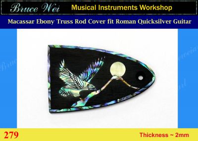 Free Shipping Fit Roman Quicksilver Guitar Macassar Ebony Truss Rod Cover, Eagle Inlay, Bruce Wei (279)