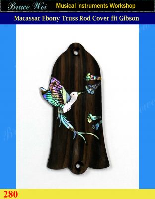 Bruce Wei - Guitar Part Macassar Ebony Truss Rod Cover fit Gibson, Hummingbird inlay ( 280 )