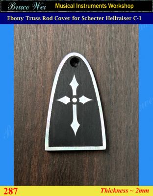 Free Shipping Schecter Hellraiser C-1 Guitar Ebony Truss Rod Cover, Mop Inlay, Bruce Wei (287)