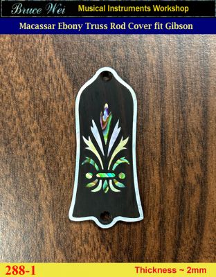 Free Shipping Fit Gibson Macassar Ebony Truss Rod Cover, Abalone & MOP Inlay, Bruce Wei ( 288-1 ) 
