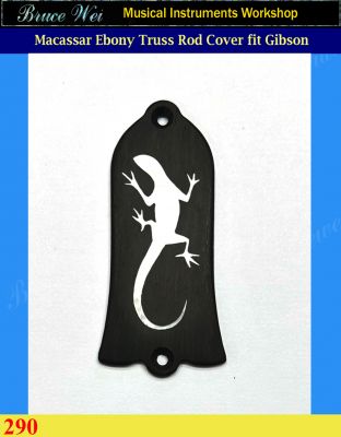 Bruce Wei Macassar Ebony Truss Rod Cover Lizard White MOP Inlay (290) 