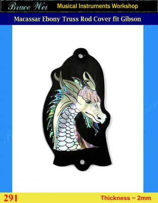 Free Shipping Fit Gibson Handmade Macassar Ebony Truss Rod Cover, Abalone & MOP Inlay, Bruce Wei ( 291 ) 