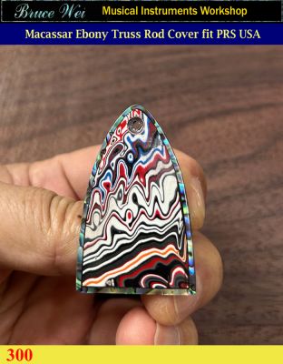Free Shipping Fit PRS USA, Unique Macassar Ebony Truss Rod Cover, Detroit Agate & Abalone inlay, Bruce Wei (300) 