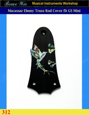 Free Shipping Fit Standard Taylor GS Mini, Macassar Ebony Truss Rod Cover, HummingBird Inlay, Bruce Wei (312) 