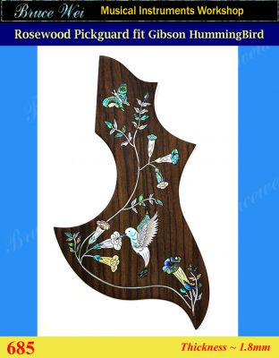 Bruce Wei, Guitar Part Rosewood Pickguard - fit Gibson HummingBird, Abalone & MOP Inlay (685)