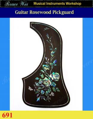 Bruce Wei, UA5 Guitar Rosewood Pickguard, Rose Inlay (691)