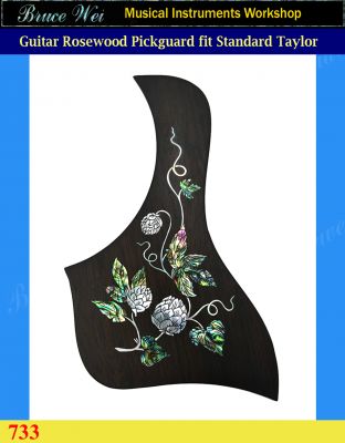 Bruce Wei, Guitar Rosewood Pickguard fit Taylor 517e, Hops Flower Inlay ( 733 )