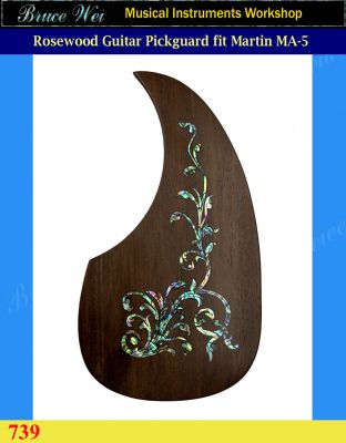 Bruce Wei, Guitar Rosewood Pickguard Abalone Vine Inlay fit Martin MA5 style (739)