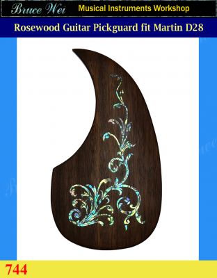 Bruce Wei, Solid Rosewood Guitar Pickguard, Abalone Vine Inlay fit Martin D28 (744)