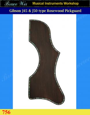 Bruce Wei, Guitar Part Rosewood Pickguard - Gibson J-45 & J-50 , Abalone Inlay (756) 