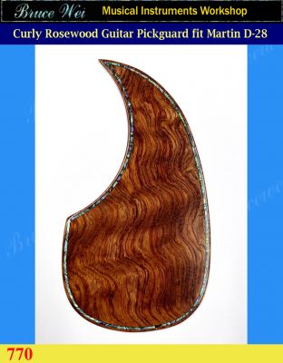 Bruce Wei, Solid Curly Rosewood Guitar Pickguard, Abalone Inlay fit Martin D-28 (770)
