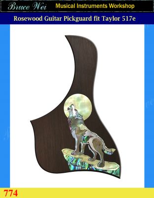 Bruce Wei, Guitar Part - Rosewood Pickguard fit Taylor 517e, Wolf Moon Inlay (774) 