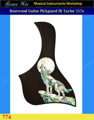 Bruce Wei, Guitar Part - Rosewood Pickguard fit Taylor 517e, Wolf Moon Inlay (774) 