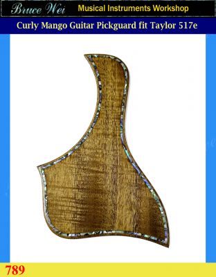 Fit Taylor 517e Guitar Pickguard, Solid Curly Mando, Abalone inlay, Bruce Wei (789) 