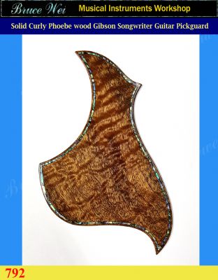 Gibson Songwriter Guitar Pickguard, Solid Curly Phoebe with Abalone Inlay, Bruce Wei (792) 