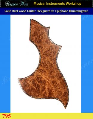 Fit Epiphone Hummingbird, Solid Burl Wood Guitar Pickguard, Abalone Inlay, Bruce Wei (795)