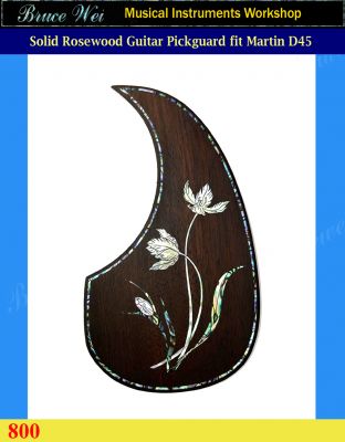 Fit Martin D45 Solid Rosewood Guitar Pickguard, Tulip Flower Abalone & MOP Inlay, Bruce Wei (800) 