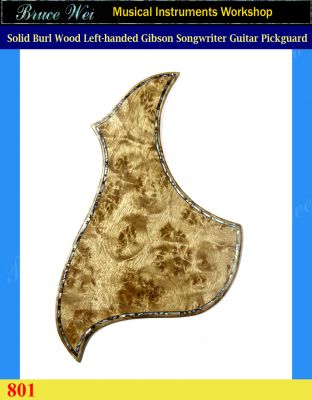 Left-handed Gibson Songwriter Guitar Pickguard, Solid Burl wood with Abalone Inlay, Bruce Wei (801) 
