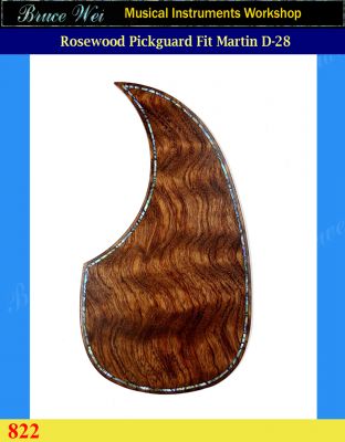 Fit Martin D28 Solid Rosewood Guitar Pickguard, Abalone Inlay, Bruce Wei (822) 