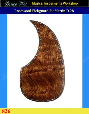 Fit Martin D28 Solid Rosewood Guitar Pickguard, Abalone Inlay, Bruce Wei (826) 
