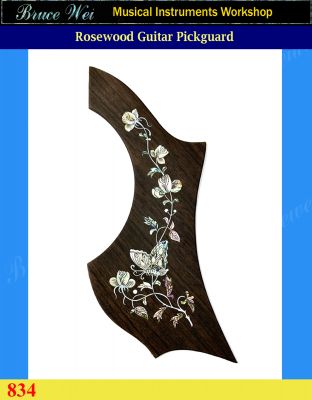 Guitar Rosewood Pickguard, Rose & Butterfly Inlay, Bruce Wei (834)