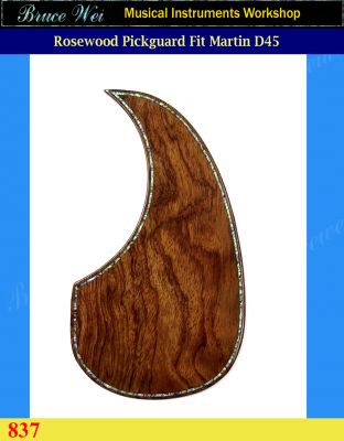 Fit Martin D-45 Solid Rosewood Guitar Pickguard, Abalone Inlay, Bruce Wei (837) 