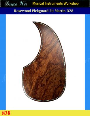 Fit Martin D28 Solid Rosewood Guitar Pickguard, Abalone Inlay, Bruce Wei (838) 