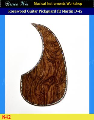 Fit Martin D-45 Solid Rosewood Guitar Pickguard, Abalone Inlay, Bruce Wei (842)