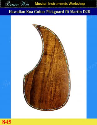 Fit Martin D28, Handmade Solid Hawaiian Koa Guitar Pickguard, Abalone Inlay, Bruce Wei (845) 