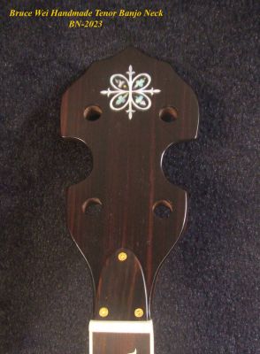Handcrafted Tenor Banjo Neck, Solid Walnut MOP Abalone Vine Inlay, Bruce Wei BN-2023 