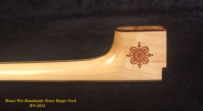 Handcrafted Tenor Banjo Neck, Solid Hard Maple MOP Inlay, Bruce Wei BN-2024 