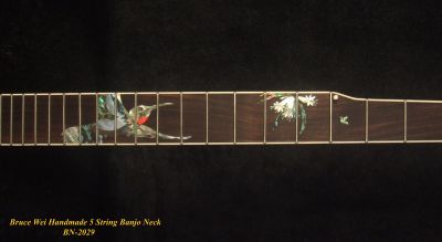 Handcrafted 5 String Banjo Neck, Solid Mahogany & Rosewood, HummingBird Inlay BN-2029 