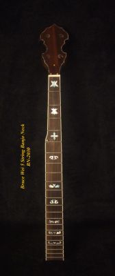 Handcrafted 5 String Banjo Neck, Solid Mahogany, MOP Inlay, Heel Carved, Bruce Wei BN-2030 