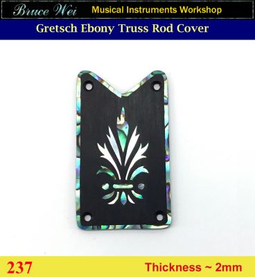 Free Shipping Gretsch Handcrafted Ebony Truss Rod Cover, MOP & Abalone Inlay, Bruce Wei ( 237 ) 