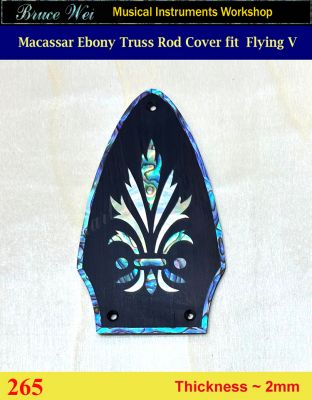 Free Shipping Fit Gibson Flying V, Macassar Ebony Truss Rod Cover, MOP Inlay, Bruce Wei (265) 