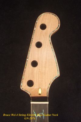 Solid Hard Maple 4 String Electric Bass Guitar Neck, Tree of Life, Vine Inlay GN-2074 