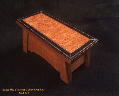 Classical Guitar Foot Rest Foot Stand, Solid Walnut, Burl Wood, Macassar Ebony, Abalone inlay, Bruce Wei (FSA-022) 