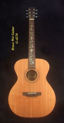 Bruce Wei Mahogany OM Acoustic Guitar, Mop & Abalone Inlay 4270
