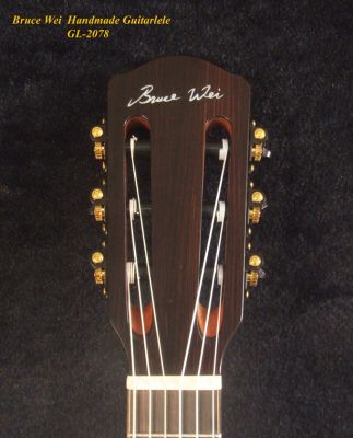 Handcrafted Guitarlele, Solid Zebra Wood, Slotted Head, MOP Inlay, Soft-bag, Bruce Wei GL-2078
