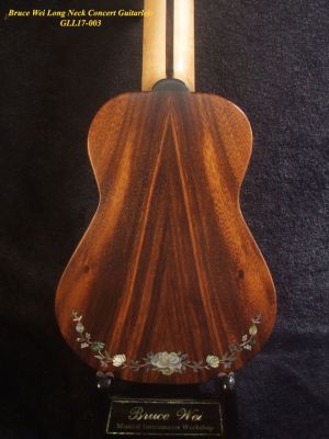 Handmade Concert Long Neck Guitarlele, Solid Spruce, Acacia, Slotted Head, Soft-bag, Bruce Wei GLL17-003