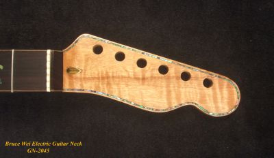 Bruce Wei handmade Solid Curly Maple Electric Guitar Neck fit Telecaster, HummingBird Vine inlay GN-2045