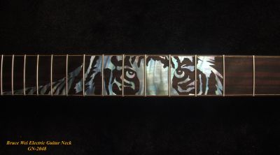 Bruce Wei Handmade Solid Curly Maple Electric Guitar Neck fit Stratocaster, TIGER inlay GN-2048-1 