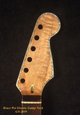 Bruce Wei Handmade Solid Curly Maple Electric Guitar Neck fit Stratocaster, DRAGON Inlay GN-2059